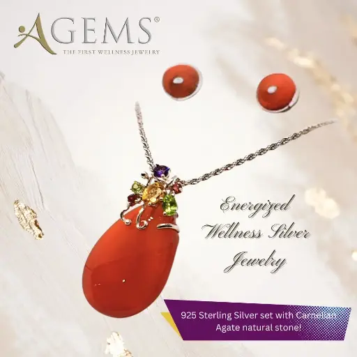 [AGS-OGO11RC1] OGO-11: Energized Carnelian Agate Pendant & Earring Set